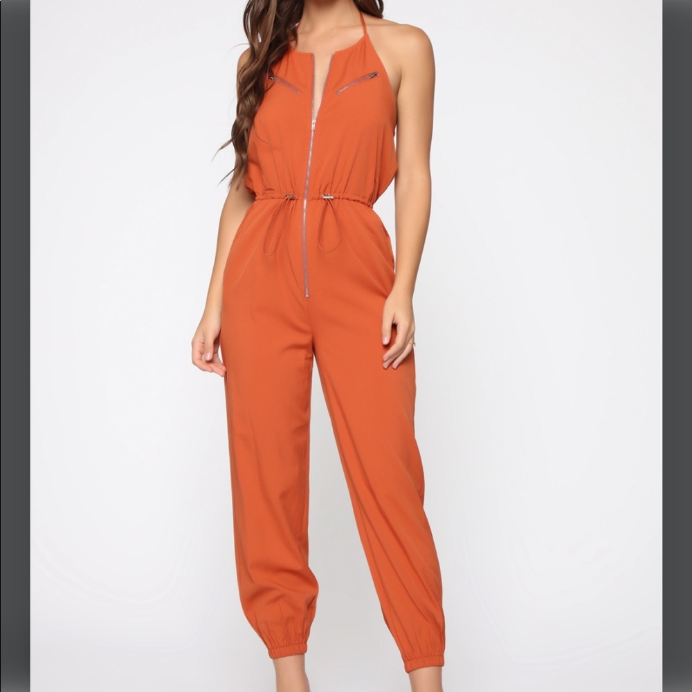 Stylish Rust Halter Jumpsuit